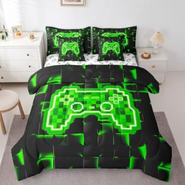 Imagem de Castle Fairy Jogo de cama solteiro com edredom e lençol de 7 peças, tamanho solteiro, geométrico, pixel, xadrez, videogame, moderno, moderno, moderno, 4 fronhas