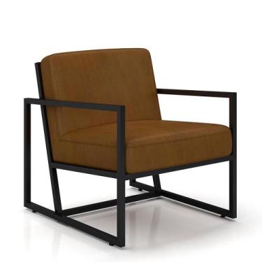 Imagem de Poltrona Industrial Kingston Preto/material sintético Caramelo - Móvei