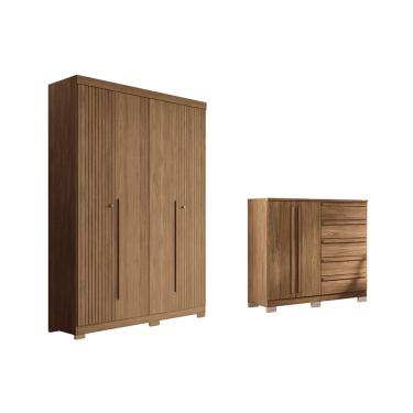 Imagem de Quarto Completo Modu +Cômoda QC330 Jatobá - Santos Andirá