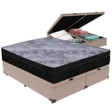 Imagem de Cama Box Baú e Colchão Airtech Pampa Molas ensacadas Queen Ortobom