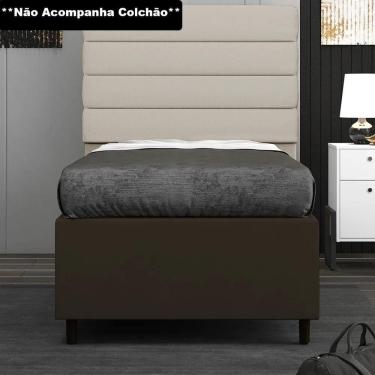 Imagem de Base para Cama Box Solteiro 88x188cm Hit Z04 Suede Marrom - Mpozenato