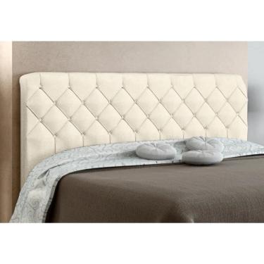 Imagem de Cabeceira Box Casal Paris 140cm Bege Suede Amassado - Js Móveis