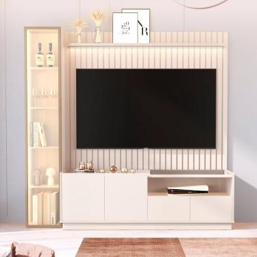 Imagem de Rack com Painel para Tv 75 Polegadas 100% Mdf com Led Vitoria Regia Off White
