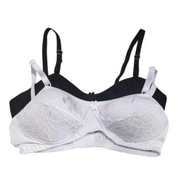 Imagem de Kit 2 Sutiãs Menina Moça Alça Com Bojo Em Lycra E Renda - Finesse, G, 