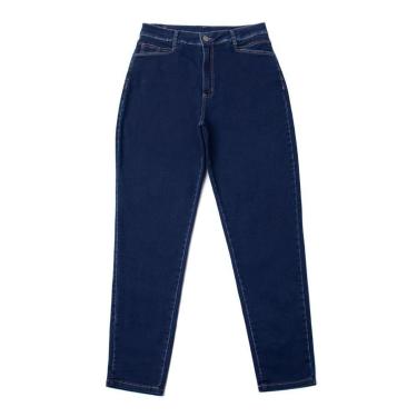 Imagem de Calça Jeans Feminina Sawary Plus Size Fly Azul Escuro-Feminino