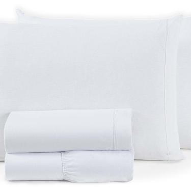 Imagem de Jogo De Cama Montreal Casal King 4 Peças Percal 150 Fios 100% Algodão - Branco