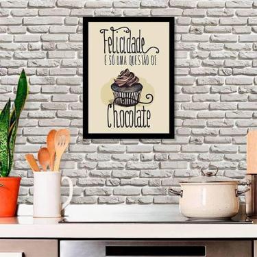 Imagem de Quadro Felicidade É Só Uma Questão Chocolate 34X23Cm