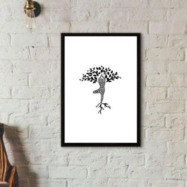 Imagem de Quadro Decorativo Yoga Árvore 33X24Cm Moldura Preta