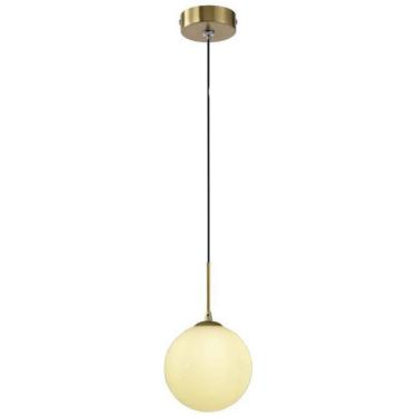 Imagem de Kit 3 Pendente Dourado Globo Vidro Branco Ø12Cm Ball Sala