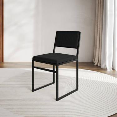 Imagem de Cadeira de Jantar Industrial Isa Assento Veludo para Mesa Sala Cozinha Conforto Uso Diário - Preto