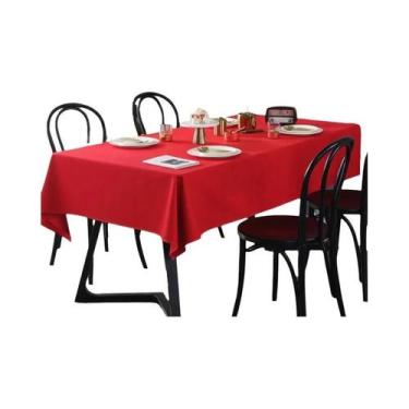 Imagem de Toalha De Mesa Retangular Vermelha De Tecido Grosso Para Festas E Casa