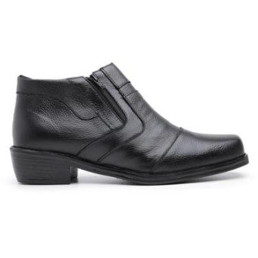 Imagem de Bota Social Masculina Em Couro Legítimo Com Zíper Lateral Cano Curto Bico Quadrado Confortável-Masculino