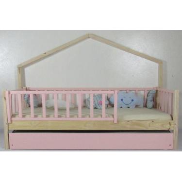 Imagem de Bicama Montessoriana Solteiro Base Moldura Colorida Madeira Maciça Pin