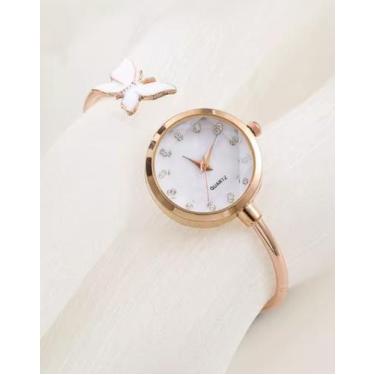 Imagem de Relógio Bracelete Feminino Luxo Aço Inox Quartz - Cansnow, Rose 2