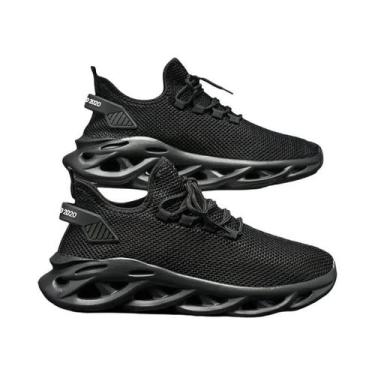 Imagem de Tênis Masculino Preto Respirável Leve Em Malha Para Corrida, Caminhada