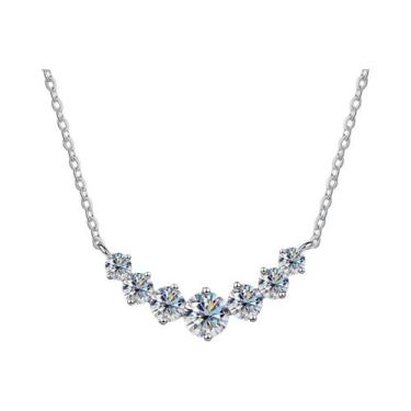 Imagem de Colar Feminino Banhado a Ouro Branco Com Moissanite Joia Fina Para Cas