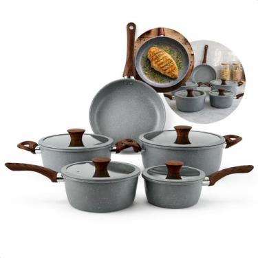 Imagem de Conjunto 5 Panelas Com Indução E Revestimento Cerâmico - Jhamba, Cinza