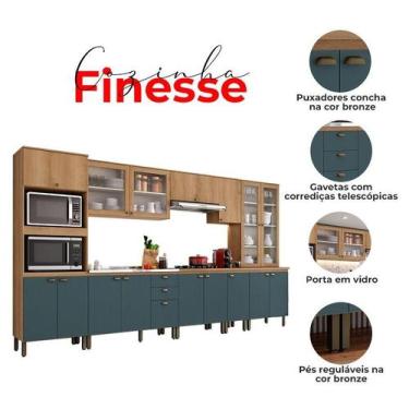 Imagem de Cozinha Modulada Finesse Composição 17 Capuccino Azul - THB - THB Móve