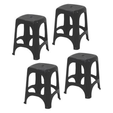 Imagem de Conjunto de Banquetas de Plástico 4 Peças Tramontina Niterói, PRETO