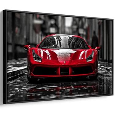 Imagem de Quadro decorativo Carro Veloz em Noite de Chuva Urbana - Art Canvas, 1
