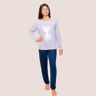 Imagem de Pijama Estampado Camiseta Manga Longa Calça Infantil - Diones, Marinho