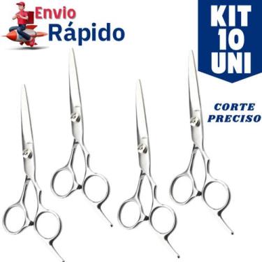 Imagem de Kit 10 Tesoura Cabeleireiro Profissional 6 Cabelo Salão de Beleza Prec