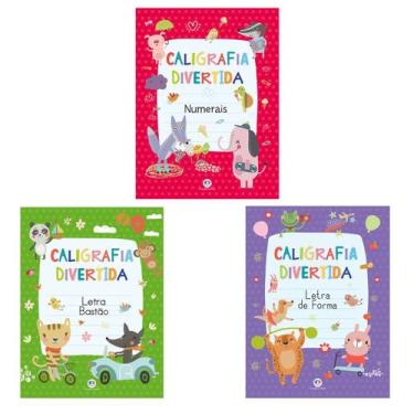 Imagem de Kit Caligrafia Divertida - 3 Livros - Letra Bastão + Numerais + Letra 