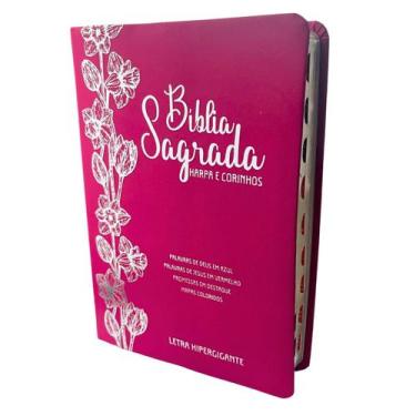 Imagem de Biblia sagrada pink evangelica letra hipergigante arc almeida corrigid