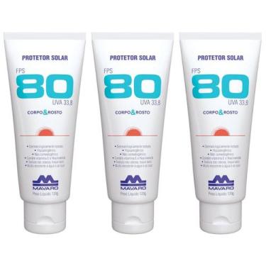 Imagem de Kit 3 Protetor Solar FPS 80 Corpo E Rosto Bloqueador Profissional 120g