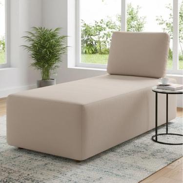 Imagem de Sofá Chaise Modular 74cm Sala De Estar Rovier Veludo Bege Z32 - Mpozenato