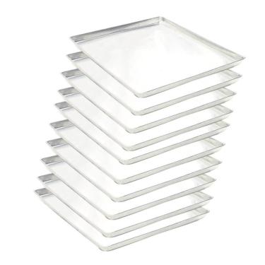 Imagem de Kit 10 Assadeiras Imeca Em Alumínio Para Pão Doce 0,6 Mm Estampada 58x70x3,5 Para Prp 5...