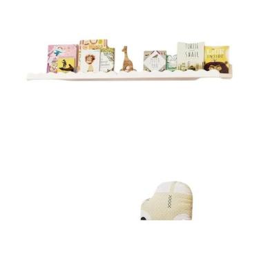 Imagem de Prateleira Flutuante De Madeira Branca Ondulada Para Armazenamento Mon