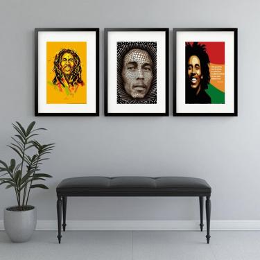Imagem de Kit 3 Quadros Grandes Bob Marley - 60x48cm
