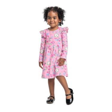 Imagem de Vestido Infantil Floral em Cotton Bee Loop, Rosa