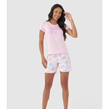 Imagem de Pijama Curto Feminino Mensageira Da Paz Rosa, GG, Rosa