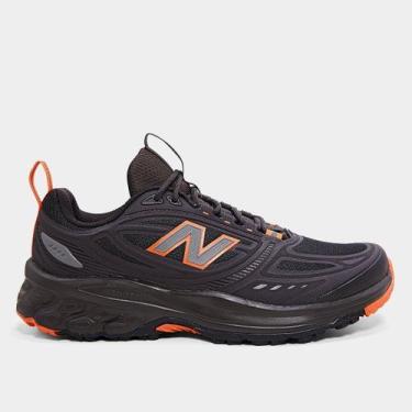 Imagem de Tênis New Balance Fresh Foam 410V9 Masculino, Preto, Laranja, 42