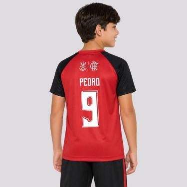 Imagem de Camisa Flamengo Principia Juvenil Preta e Vermelha 9 Pedro - Braziline