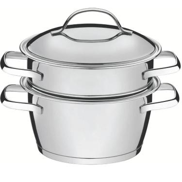 Imagem de Cuscuzeira Allegra Tramontina Inox Fundo Triplo 2 Peças Caçarola Cozi Vapor