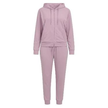 Imagem de Conjunto De Frio Feminino Blusa Com Capuz E Calça Jogger Inverno - Fac