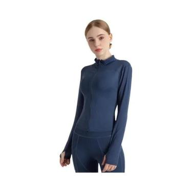 Imagem de Jaqueta de Treino Feminina Slim Fit (S-3XL) - Manga Comprida para Yoga