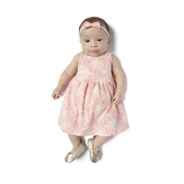 Imagem de Vestido Bebê Menina Jacquard Coqueiro E Calcinha Tmx - TMX KIDS, Rosa,
