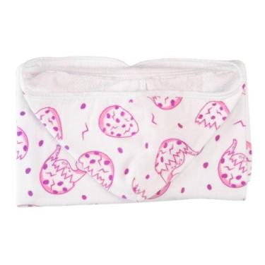 Imagem de Toalha com Capuz em Tecido Fralda Estampada Teka Baby Rosa - 75cm x 90