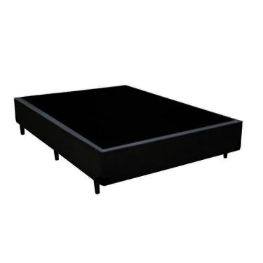 Imagem de Cama Box Casal Blindado Sintético Estrutura em Madeira Reforçada Preto Homequeen