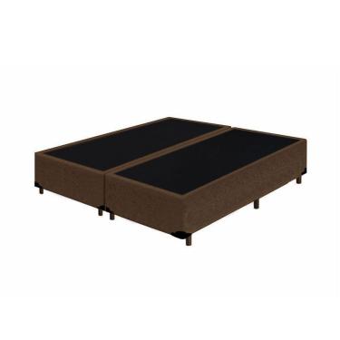 Imagem de Cama Box Casal Bipartido Extremo Reforçado Madeira Suede Marrom com Pés Homequeen