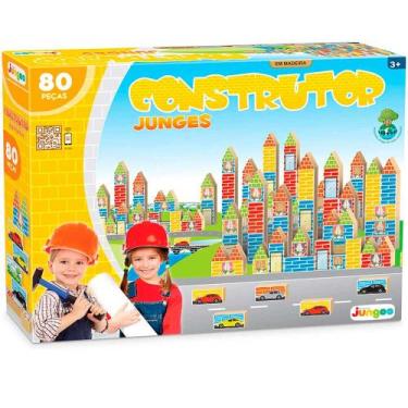 Imagem de Blocos de Montar 80 Peças Em Madeira Constructor Construtor Junges Peq