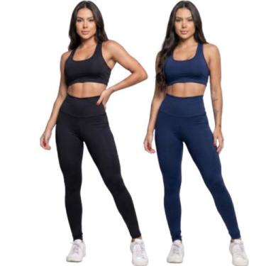 Imagem de KIT 2 Calça Legging Cós Alto Lisa Bella Fiore Roupa Academia Treino Fi