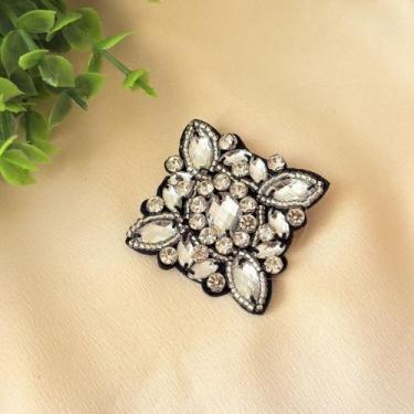 Imagem de Broche Brasão Preto Bordado com Pedras - Pistache Acessórios