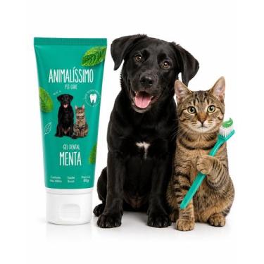 Imagem de Creme Dental Pasta de Dente Para Cães e Gatos 60g Menta - Animalissimo
