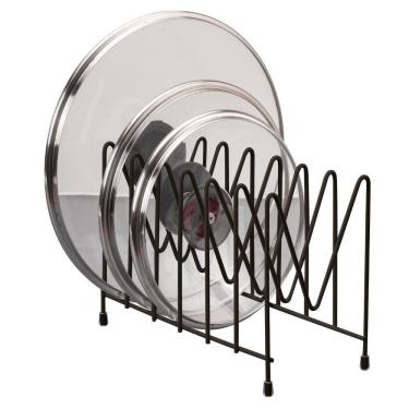 Imagem de Suporte para Tampas de Panelas e Plásticas Arame de Aço Pintura Epóxi Organizador Cozinha Preto Utimil Industrial