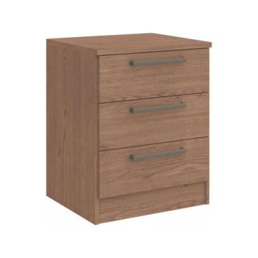 Imagem de Mesa de Cabeceira Modulada Requinte com 3 Gavetas - Macadâmia - Móveis